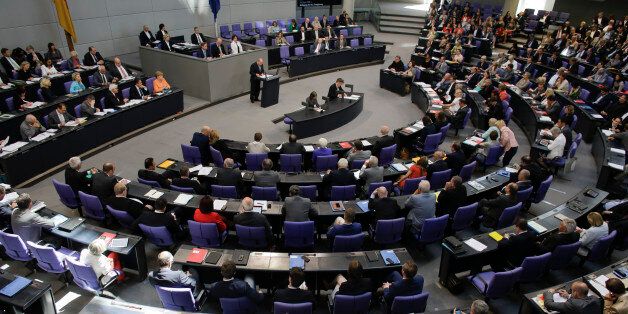 Lawmakers attend a debate on the Greek financial crisis, at the German parliament , the Bundestag , in Berlin, Wednesday, July 1, 2015. (AP Photo/Markus Schreiber)