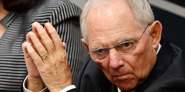 German finance minister Wolfgang Schaeuble listens to the debate at the Bundestag, the German lower house of parliament in Berlin on July 17, 2015. German lawmakers will vote during todays sitting in the Bundestag on entering into negotiations on the new aid package for Greece. AFP PHOTO / JOHN MACDOUGALL (Photo credit should read JOHN MACDOUGALL/AFP/Getty Images)