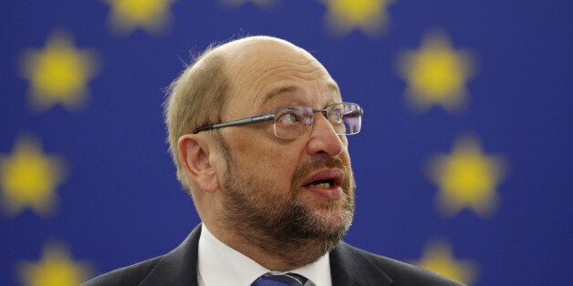 STRASBOURG, FRANCE - JULY 8: President of the European Parliament Martin Schulz is seen in the plenary hall at the European Parliament on July 8, 2015 in Strasbourg, France. Eurozone member nations have given Greece until Thursday to come up with new proposals to bring the country out of its debt crisis and qualify for further assistance from international creditors. Analysts say that should this final effort fail a departure of Greece from the Eurozone will be inevitable. (Photo by Michele Tantussi/Getty Images)