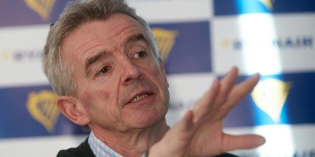 Michael O'Leary, CEO of Irish low-cost carrier Ryanair, gestures during a press conference on January 13, 2015 at the Hahn airport in Lautzenhausen, western Germany. AFP PHOTO / THOMAS FREY (Photo credit should read THOMAS FREY/AFP/Getty Images)