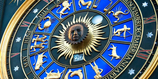 An unusual astronomical sundial related clock. Winston Churchills face. Bracken House, 1959, London