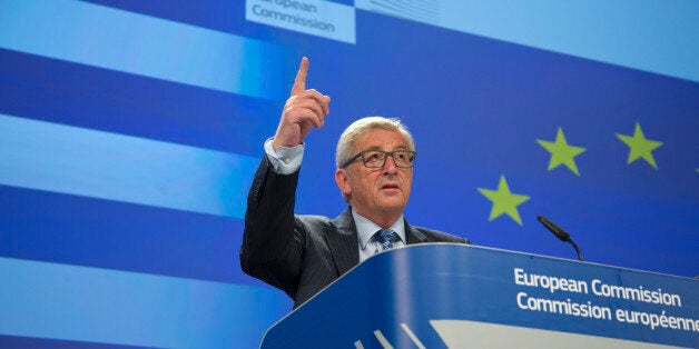 European Commission President Jean-Claude Juncker speaks during a media conference at EU headquarters in Brussels on Monday, June 29, 2015. European Commission President Jean-Claude Juncker says he felt a betrayed by Greek Prime Minister's Alexis Tsipras surprise call for referendum last weekend. (AP Photo/Virginia Mayo)