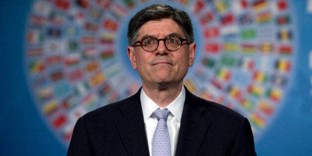 Treasury Secretary Jacob Lew speaks during a news conference during the International Monetary Fund and World Bank meetings in Washington, Friday, April 17, 2015. ( AP Photo/Jose Luis Magana)