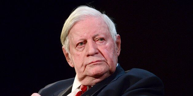 HAMBURG, GERMANY - JANUARY 19: Former West German Chancellor Helmut Schmidt attends a celebration hosted by Die Zeit newspaper on the occasion of Schmidt's 95th birthday at the Thalia theater on January 19, 2014 in Hamburg, Germany. Schmidt, a Social Democrat (SPD), was Chancellor of West Germany from 1974 to 1982. (Photo by Patrick Lux/Getty Images)