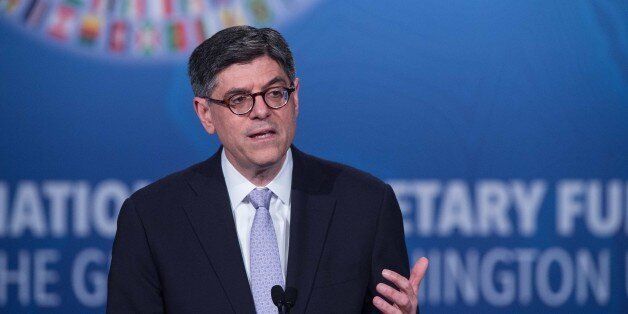 US Treasury Secretary Jacob Lew speaks at a press conference at the IMF/WB Spring Meetings in Washington, DC, on April 17, 2015.AFP PHOTO/NICHOLAS KAMM (Photo credit should read NICHOLAS KAMM/AFP/Getty Images)