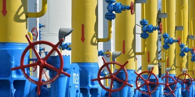 A picture taken on on April 22, 2015 shows a part of a gas installation at a gas-pumping station on the gas pipeline in the small town Boyarka on April 22, 2015 in the Kiev region. The oil and gas market of Ukraine has about 500 companies and enterprises of different ownership. AFP PHOTO / GENYA SAVILOV (Photo credit should read GENYA SAVILOV/AFP/Getty Images)