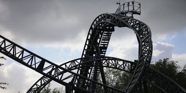 ALTON, ENGLAND - JUNE 02: A general view of the Smiler rollercoaster at Alton Towers on June 2, 2015 in Alton, England. Four teenagers have have been seriously injured in a crash between two carriages on the Smiler rollercoaster ride at Alton Towers. Sixteen people were in one carriage while the other one was empty. The West Midlands Ambulance Service said of the 16 on the ride, four had serious leg injuries. (Photo by Christopher Furlong/Getty Images)