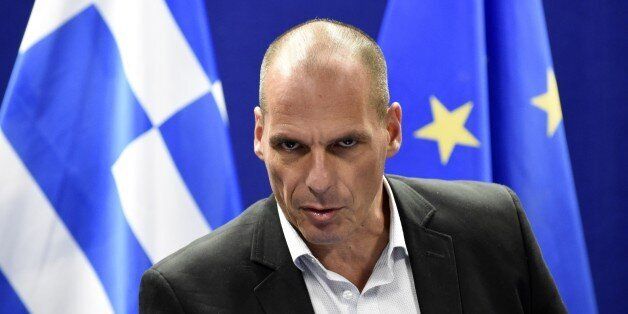Greek Finance Minister Yanis Varoufakis speaks during a press conference after a Eurogroup Council meeting on May 11, 2015 at the EU Headquarters in Brussels. AFP PHOTO/JOHN THYS (Photo credit should read JOHN THYS/AFP/Getty Images)