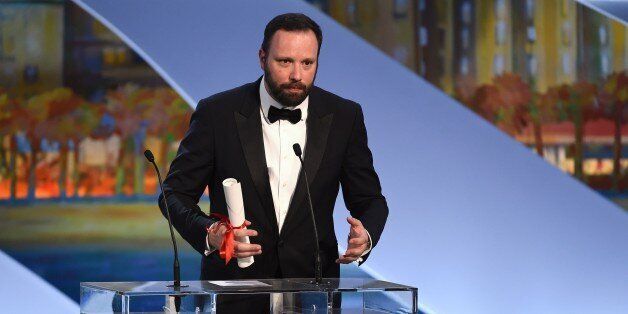 Greek director Yorgos Lanthimos talks on stage after being awarded with the Jury prize during the closing ceremony of the 68th Cannes Film Festival in Cannes, southeastern France, on May 24, 2015. AFP PHOTO / ANNE-CHRISTINE POUJOULAT (Photo credit should read ANNE-CHRISTINE POUJOULAT/AFP/Getty Images)