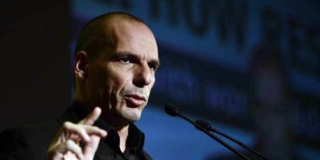 Greek finance minister Yianis Varoufakis speaks during the Economist conference entitled 'Europe: The comeback ? Greece: How resilient?' in Athens on May 14, 2015. Greece wants the European Central Bank to agree for Athens to delay payment on some 27 billion euros ($30 billion) in Greek bonds that it will otherwise be unable to repay, the finance minister said . AFP PHOTO/ Louisa Gouliamaki (Photo credit should read LOUISA GOULIAMAKI/AFP/Getty Images)