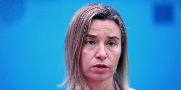 High Representative of the European Union for Foreign Affairs and Security Policy Federica Mogherini speaks on May 14, 2015 at the NATO Foreign Minister's Meeting in the southern Turkish city in Antalya. NATO leaders on May 13 warned President Vladimir Putin to waste no time in implementing a fragile peace deal to end the fighting in Ukraine, after the Russian strongman's meeting with US Secretary of State John Kerry raised hopes of a slackening in tensions. AFP PHOTO /STRINGER (Photo cre