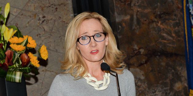 Author J.K. Rowling lights the Empire State Building to mark the launch of her non-profit children's organization Lumos, on Thursday, April 9, 2015, in New York. (Photo by Evan Agostini/Invision/AP)