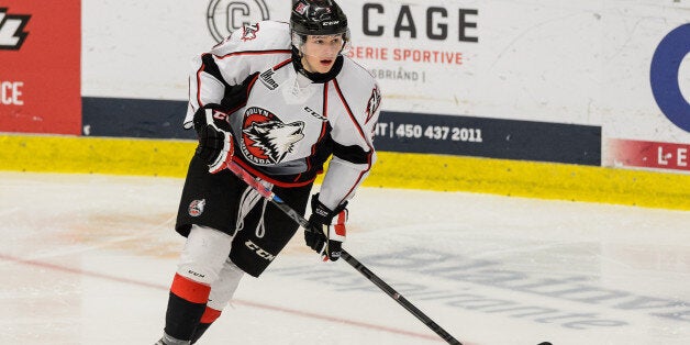 BLAINVILLE-BOISBRIAND, QC - NOVEMBER 21: Jeremy Lauzon #5 of the Rouyn-Noranda Huskies skates during the QMJHL game against the Blainville-Boisbriand Armada at the Centre d'Excellence Sports Rousseau on November 21, 2015 in Blainville-Boisbriand, Quebec, Canada. The Rouyn-Noranda Huskies defeated the Blainville-Boisbriand Armada 5-1. (Photo by Minas Panagiotakis/Getty Images)