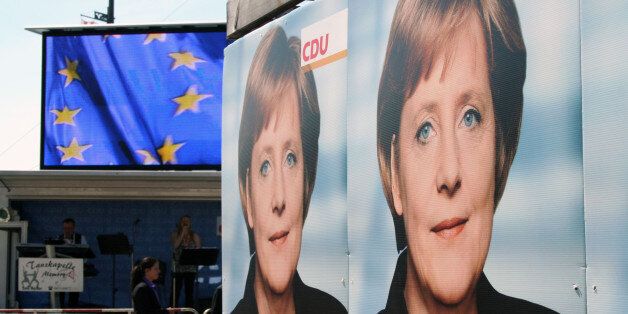 Kundgebund mit Bundeskanzlerin Angela Merkel und dem PrÃ¤sidenten des EuropÃ¤ischen Parlametns Hans-Gert PÃ¶ttering