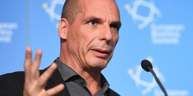 Greek Finance Minister Yaris Varoufakis addresses the European Business Summit, a series of business conferences, in Brussels, on May 7, 2015. Varoufakis visited Brussels and Paris as Greek officials toured European capitals on May 5, 2015 to push for a desperately needed bailout deal that will save Athens from bankruptcy. AFP PHOTO/Emmanuel Dunand (Photo credit should read EMMANUEL DUNAND/AFP/Getty Images)