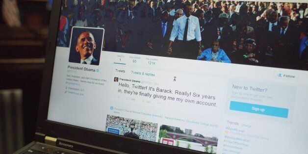 An illustration shows US President Barack Obama's Twitter page on a laptop in Washington, DC on May 18, 2015. 'Hello, Twitter! It's Barack. Really! Six years in, they're finally giving me my own account.'With that inaugural Tweet sent from a smart phone the Oval Office before jumping on Marine One Monday, the President of the United States Barack Obama -- or @POTUS - cast off security and bureaucratic chains in place since he was elected. The account -- which already had nearly 150,000 followers