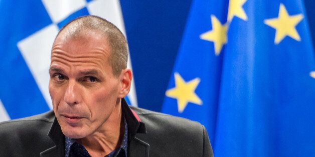 Greece's Finance Minister Yanis Varoufakis addresses the media after a meeting of Eurogroup finance ministers at the EU Council building in Brussels on Monday, Feb. 16, 2015. Greeceâs radical left government and its European creditors headed into new talks Monday on the debt-heavy countryâs stuttering bailout program, but expectations are low despite a fast-approaching deadline for some kind of deal. (AP Photo/Geert Vanden Wijngaert)