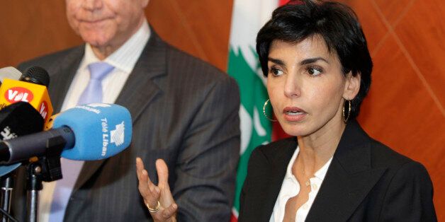 French Justice Minister Rachida Dati, right, speaks during a press conference with her Lebanese counterpart Ibrahim Najjar after a meeting in Beirut, Lebanon, Thursday, April 23, 2009. (AP Photo/Bilal Hussein)