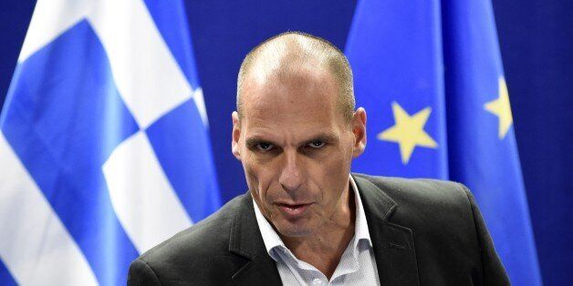 Greek Finance Minister Yanis Varoufakis speaks during a press conference after a Eurogroup Council meeting on May 11, 2015 at the EU Headquarters in Brussels. AFP PHOTO/JOHN THYS (Photo credit should read JOHN THYS/AFP/Getty Images)
