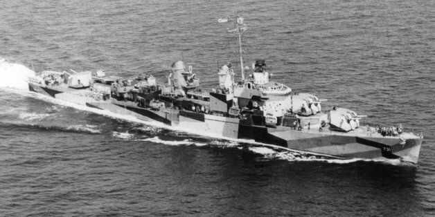 The U.S. Navy destroyer USS Maddox, which was attacked by North Vietnamese torpedoes and gunfire off Vietnam in the Gulf of Tonkin incident, August 1964. (AP Photo/DOD)