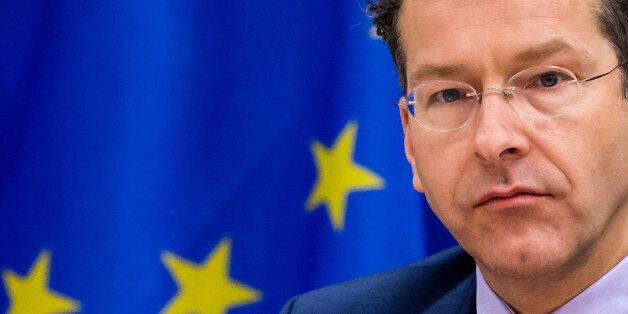 Dutch Finance Minister and the head of the eurogroup Jeroen Dijsselbloem attens a meeting of the Committee on Economic and Monetary Affairs at the European Parliament in Brussels on Tuesday, Feb. 24, 2015. An official at the European Union's executive branch said Tuesday that the list of Greek reform measures for final approval of the extended rescue loans