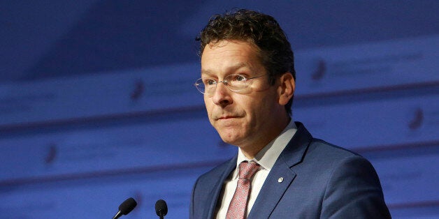 Eurogroup president Jeroen Dijsselbloem participates in the Informal Meeting of Ministers for Economic and Financial Affairs of the European Union in Riga, Latvia on Friday, April 24, 2015. Greece's finance minister came under fire Friday from his peers in the 19-country eurozone for failing to come up with a comprehensive list of economic reforms that are needed if the country is to get vital loans to avoid going bankrupt. (Dmitris Sulzics/F64 Photo Agency via AP)