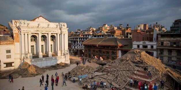 A general view of the Basantapur Durbar Square that was damaged in Saturdayâs earthquake in Kathmandu, Nepal, Sunday, April 26, 2015. The earthquake centered outside Kathmandu, the capital, was the worst to hit the South Asian nation in over 80 years. It destroyed swaths of the oldest neighborhoods of Kathmandu, and was strong enough to be felt all across parts of India, Bangladesh, China's region of Tibet and Pakistan.(AP Photo/Bernat Armangue)
