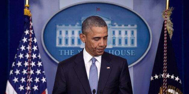 President Barack Obama pauses while speaking in the Brady Press Briefing Room of the White House in Washington, Thursday, April 23, 2015. The president expressd condolences to families of Italian, American killed in counterterror operation. (AP Photo/Susan Walsh)