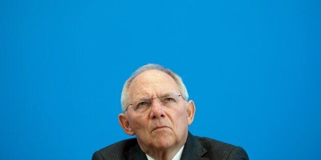 German Finance Minister Wolfgang Schaeuble attends a news conference at the Haus der Bundespressekonferenz in Berlin on March 18, 2015. Vice Chancellor and Economic Minister Sigmar Gabriel and Schaeuble commented the Federal budget plan for 2016 and the Financial Planning for 2019. AFP PHOTO / STEFFI LOOS (Photo credit should read STEFFI LOOS/AFP/Getty Images)