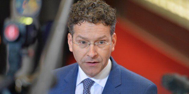 BRUSSELS, BELGIUM - FEBRUARY 20: Dutch Finance Minister and president of Eurozone Jeroen Dijsselbloem speaks to media ahead of an emergency meeting of Eurozone finance ministers to discuss the Greece bailout program at the European Council in Brussels on February 20, 2015. (Photo by Dursun Aydemir/Anadolu Agency/Getty Images)