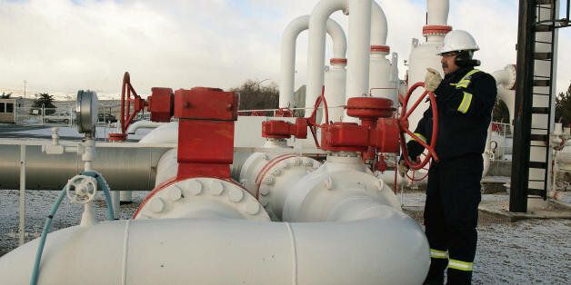 A worker carries out a routine check at a natural gas control centre of Turkey's Petroleum and Pipeline Corporation, 35 km (22 miles) west of Ankara, on January 7, 2009. Supplies of Russian gas to Bulgaria, Greece, Macedonia and Turkey were still halted for a second day today amid a Russian-Ukrainian price spat, the Bulgarian minister of economy and energy said on January 6. AFP PHOTO / ADEM ALTAN (Photo credit should read ADEM ALTAN/AFP/Getty Images)