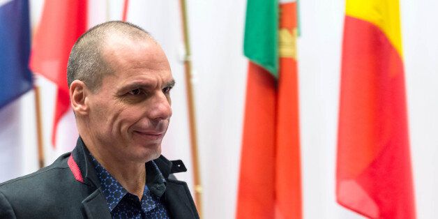 Greece's Finance Minister Yanis Varoufakis arrives for an Eurogroup meeting at the EU Council building in Brussels on Monday, Feb. 16, 2015. Greece's radical left government and its European creditors are heading into new talks Monday on the debt-heavy country's stuttering bailout program. (AP Photo/Geert Vanden Wijngaert)
