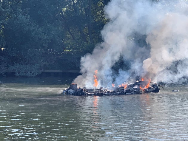 Boat Catches Fire And Explodes On The River Thames