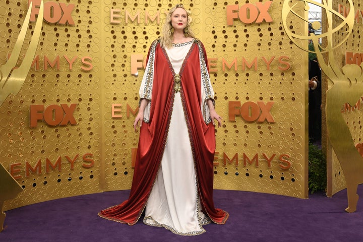 English actress Gwendoline Christie arrives for the 71st Emmy Awards at the Microsoft Theatre in Los Angeles on Sept. 22, 2019.