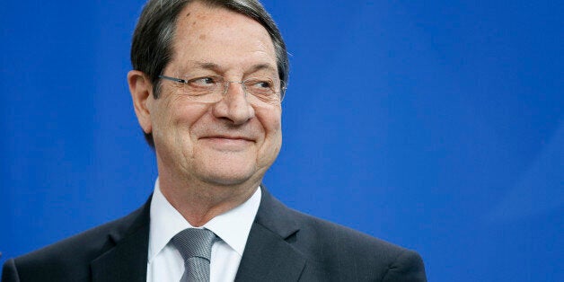 BERLIN, GERMANY - MAY 06: Cyprus's president Nikos Anastasiadis, speaks to the media on May 06, 2014 in Berlin, Germany. (Photo by Thomas Trutschel/Photothek via Getty Images)