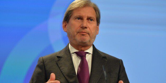 BRUSSELS, BELGIUM - MARCH 4: EU commissioner for European Neighbourhood Policy and Enlargement Negotiations, Johannes Hahn, holds a press conference on the European Neighbourhood Policy at the EU Headquarters in Brussels on March 4, 2015. (Photo by Dursun Aydemir/Anadolu Agency/Getty Images)