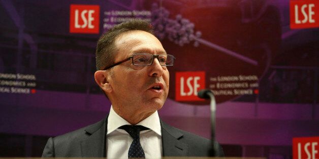 Yannis Stournaras, governor of the Bank of Greece, speaks during his address at the London School of Economics (LSE) in London, U.K., on Wednesday, March 25, 2015. The European Central Bank approved an increase of more than 1 billion euros ($1.1 billion) in the emergency funds available to Greek lenders, two people familiar with the decision said. Photographer: Chris Ratcliffe/Bloomberg via Getty Images