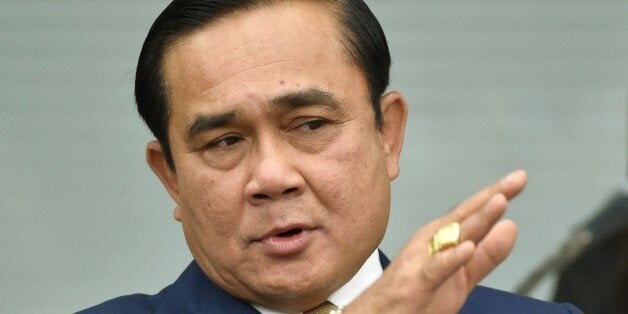 Thai Prime Minister Prayut Chan-O-Cha speaks during a meeting with Sadayuki Sakakibara, chairman of the Keidanren - the Japan Business Federation, in Tokyo on February 9, 2015. Prayut is on a three-day visit to Japan. AFP PHOTO / KAZUHIRO NOGI (Photo credit should read KAZUHIRO NOGI/AFP/Getty Images)