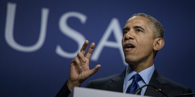 US President Barack Obama speaks during the SelectUSA Investment Summit at the Gaylord National Resort and Convention Center, March 23, 2015 in National Harbor, Maryland. AFP PHOTO/BRENDAN SMIALOWSKI (Photo credit should read BRENDAN SMIALOWSKI/AFP/Getty Images)