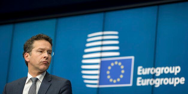 Jeroen Dijsselbloem, Dutch finance minister and president of the Eurogroup, pauses during a news conference following meeting of European finance ministers in Brussels, Belgium, on Monday, March 9, 2015. Greece will resume talks with its creditors this week after euro-area finance ministers demanded urgent action to avert an impending cash crunch. Photographer: Jasper Juinen/Bloomberg via Getty Images