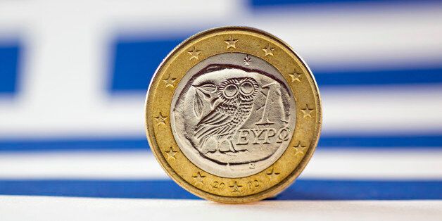 Greek 1 Euro coin, Flag of Greece