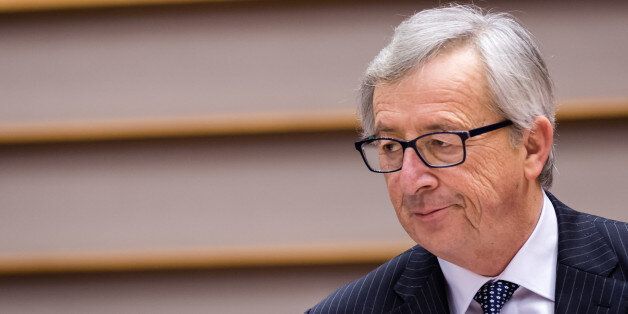 European Commission President Jean-Claude Juncker talks during a plenary session at the European Parliament in Brussels on Wednesday, Feb. 25, 2015. (AP Photo/Geert Vanden Wijngaert)