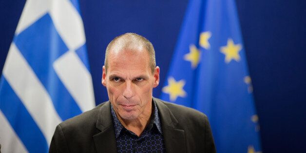 Yanis Varoufakis, Greece's finance minister, speaks during a news conference following a meeting of European finance ministers in Brussels, Belgium, on Monday, March 9, 2015. Greece will resume talks with its creditors this week after euro-area finance ministers demanded urgent action to avert an impending cash crunch. Photographer: Jasper Juinen/Bloomberg via Getty Images