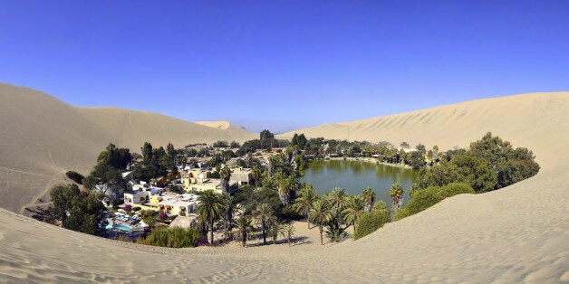 Panorama of Huacachina Oasis near Ica Peru