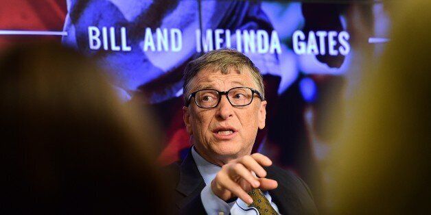 Bill Gates, founder of the Bill and Melinda Gates Foundation, gestures as he takes part in a discussion organised by British magazine The Economist about expected breakthroughs in the next 15 years in health, education, farming and banking on January, 22, 2015 in Brussels. AFP PHOTO / EMMANUEL DUNAND (Photo credit should read EMMANUEL DUNAND/AFP/Getty Images)