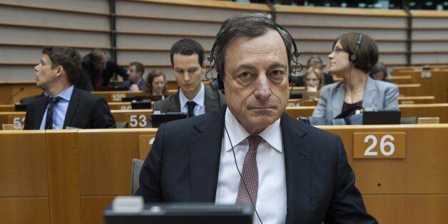 European Central Bank's (ECB) president Mario Draghi attends a debate on ECB's activities at the EU parliament in Brussels on February 25, 2015. AFP PHOTO / JOHN THYS (Photo credit should read JOHN THYS/AFP/Getty Images)