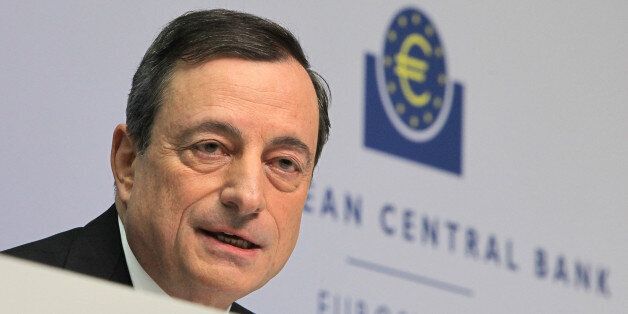FRANKFURT AM MAIN, GERMANY - JANUARY 22: Mario Draghi, head of the European Central Bank (ECB), arrives to speak to journalists following a meeting of the ECB governing board on January 22, 2015 in Frankfurt, Germany. The Eurozone group of nations is threatened by potential deflation and many analysts are counting on the ECB to take proactive measures, including a bond-buying initiative. While the U.S. economy shows to be on a strong path to recovery, overall growth in Europe remains weak and t
