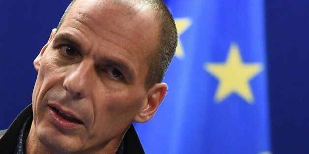 Greek Finance Minister Yanis Varoufakis gives a press conference on February 16, 2015 at the end of an Eurogroup finance ministers meeting at the European Council in Brussels. Eurozone ministers handed Greece an ultimatum to request an extension to its hated bailout program on February 16 after crunch talks collapsed, deepening a bitter stand-off that risks seeing Athens tumble out of the eurozone. Eurogroup head Jeroen Dijsselbloem said Greece had the rest of the week to request an extension t