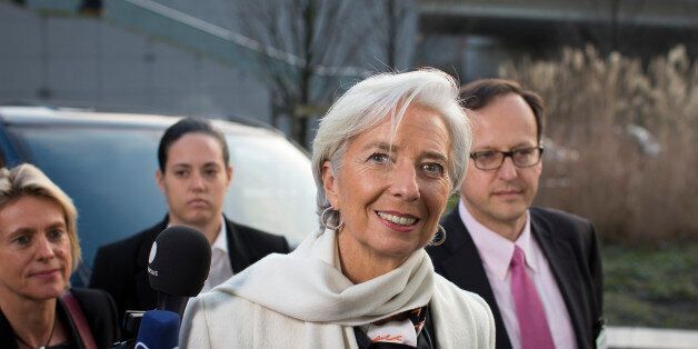 Christine Lagarde, managing director of the International Monetary Fund (IMF), arrives for an emergency meeting of European finance ministers in Brussels, Belgium, on Wednesday, Feb. 11, 2015. Euro-area finance ministers challenged Greece to lay out ideas for a deal with its official creditors, saying they'll listen without anticipating an immediate accord. Photographer: Jasper Juinen/Bloomberg via Getty Images