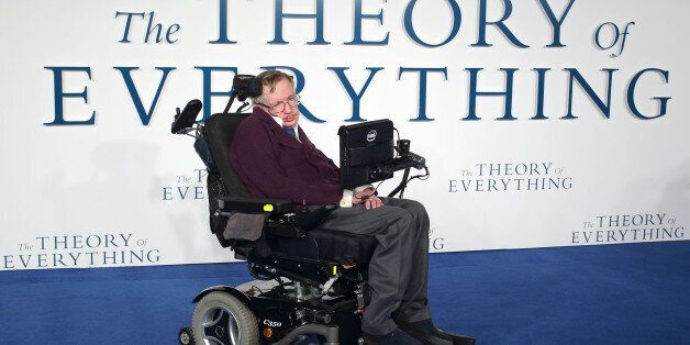 LONDON, ENGLAND - DECEMBER 09: Professor Stephen Hawking attends the UK Premiere of 'The Theory Of Everything' at Odeon Leicester Square on December 9, 2014 in London, England. (Photo by Mike Marsland/WireImage)